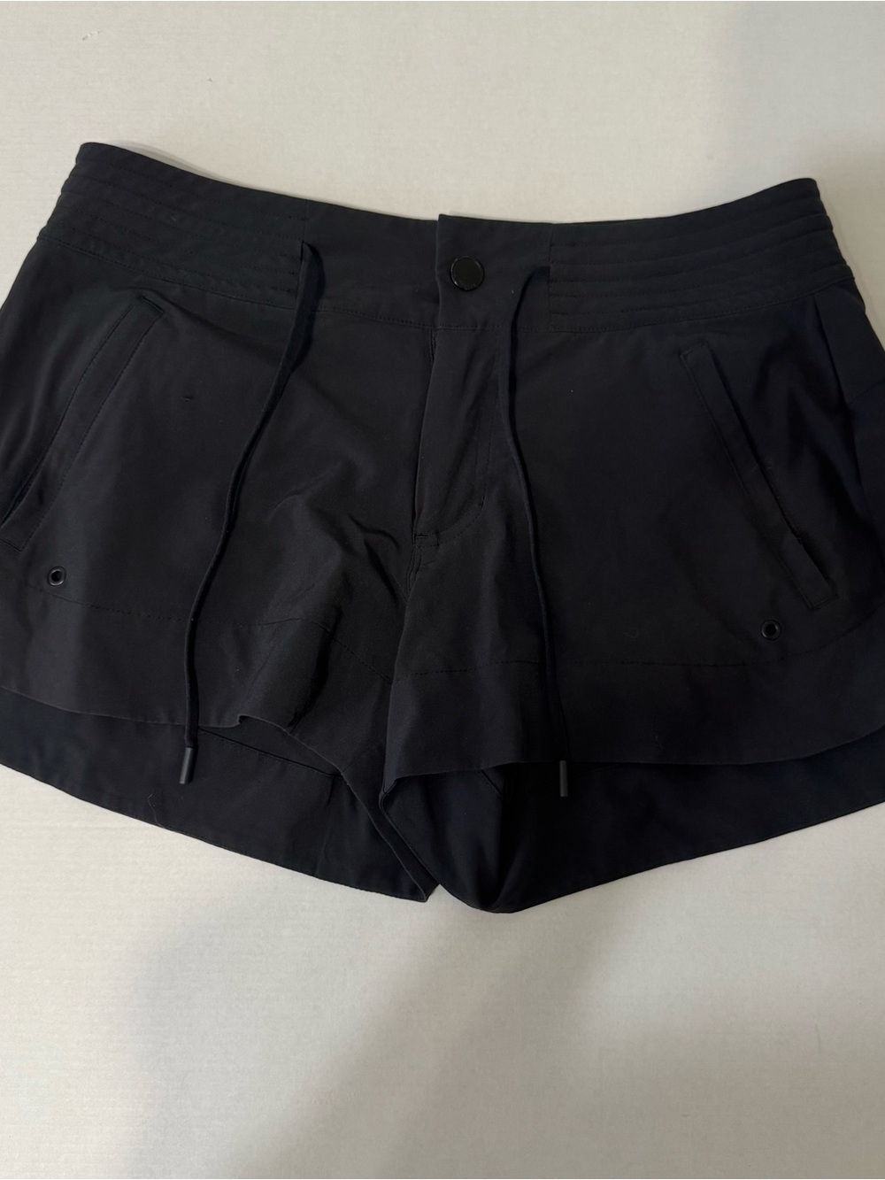 Athleta Black Layered Athletic Shorts with Drawstring